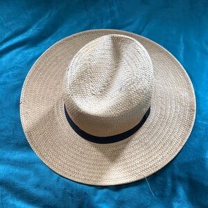 Free People Wide Brim Straw Sun Hat with Black Band